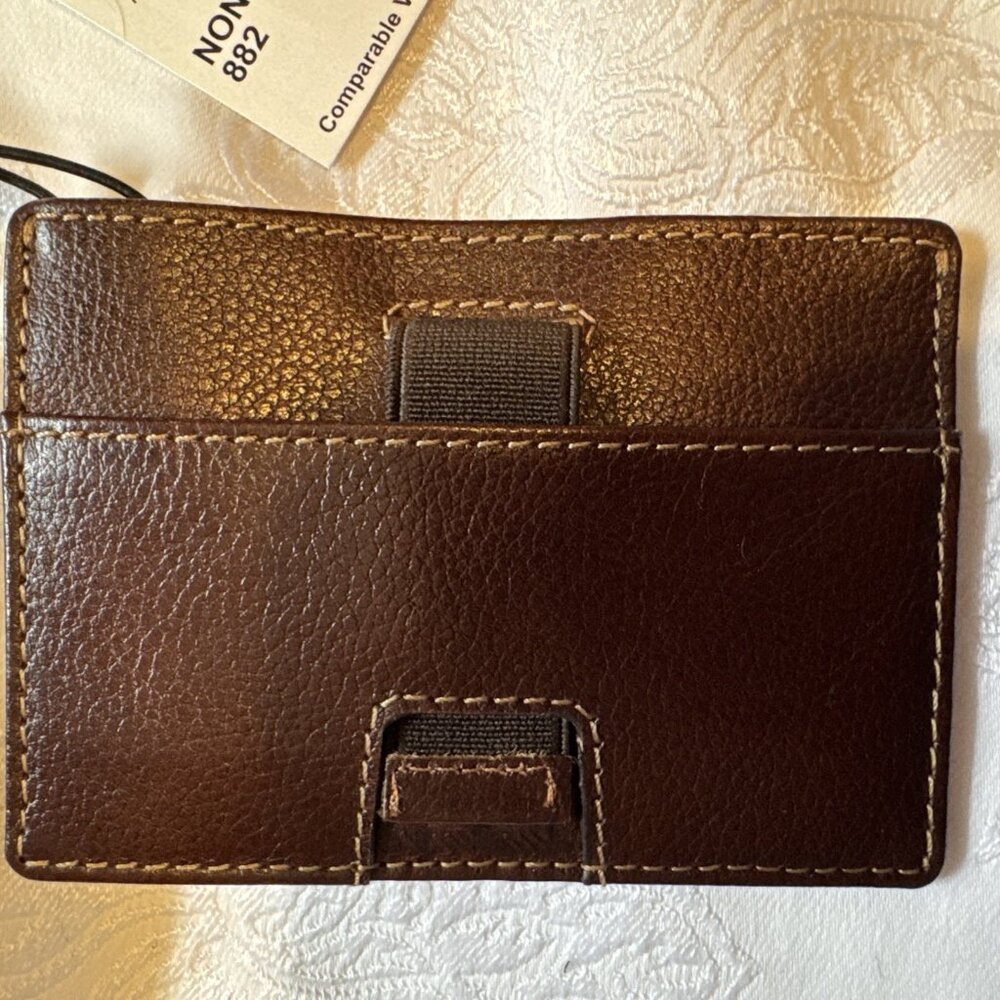 Boconi Men's Slim RFID Card Wallet Genuine Leather Brown NEW in Box - Picture 3 of 8